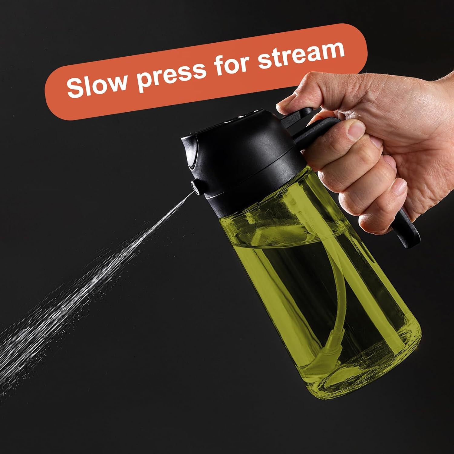 - 16Oz/470Ml Olive Oil Dispenser for Kitchen with Stickers - 2 in 1 Olive Oil Sprayer for Cooking, Air Fryer, and Salad, Black&Green (Light-Proof Kitchen Gadget)