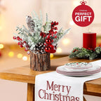 2Pack Small Christmas Tree with Christmas Ornaments Pine Cone Berry, Small Xmas Tree for Christmas Decorations Indoor Outdoor(Red-Round)