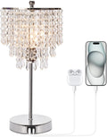 Touch Control Crystal Table Lamp with USB Charging