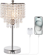 Touch Control Crystal Table Lamp with USB Charging