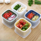 2 Grid Fresh Food Storage Box with Drain Basket
