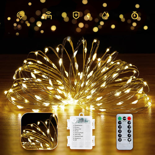 Fairy Lights Battery Operated with Remote, 66FT 200LED String Light