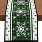 Christmas Table Runner Snowflakes Christmas Decorations with Red Buffalo