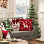 Christmas Pillow Covers 18X18 Inch Set of 4 Farmhouse Christmas Pillow Covers Christmas Pillow Cases for Sofa Couch Christmas Decorations Throw Pillow Covers