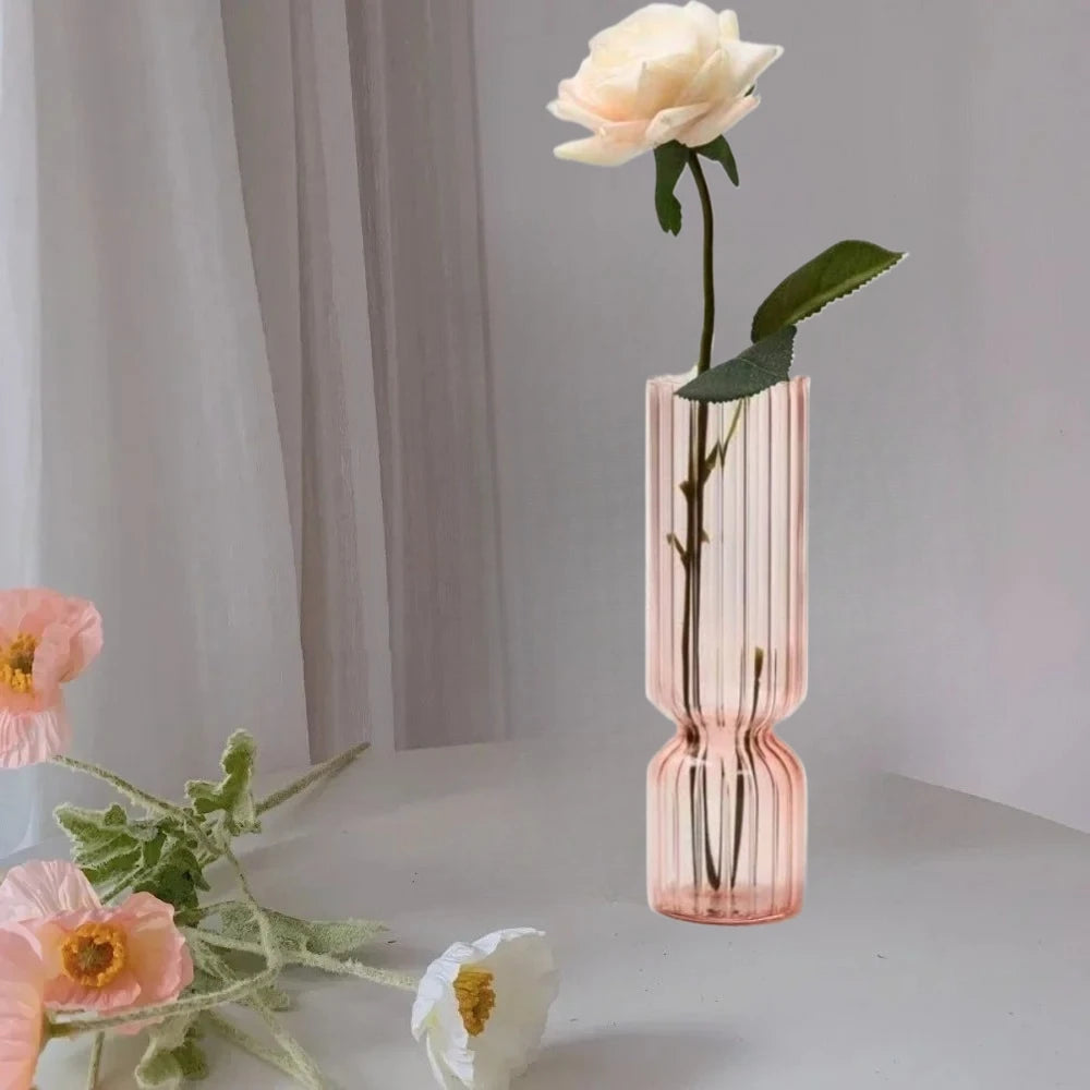 Nordic Striped Retro Glass Vase