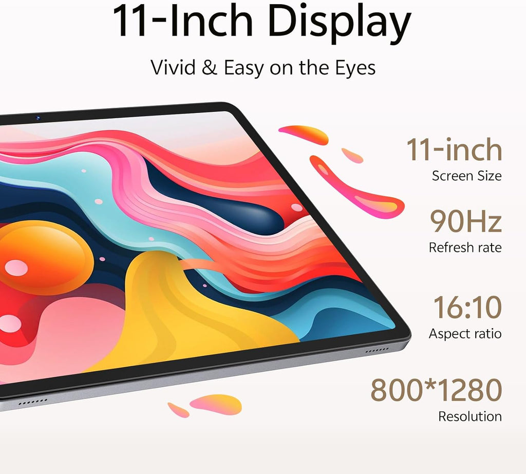 Tablet 11 Inch, Android 16 Tablet with Keyboard, Mouse & Stylus, Gray