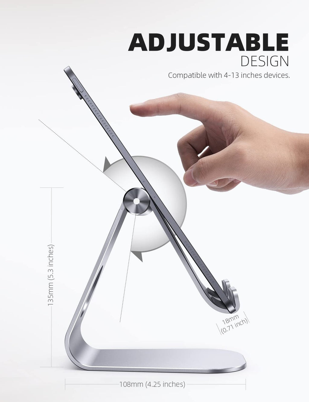 Lamicall Tablet Stand Adjustable, Tablet Holder for 4 - 13 Inch Tablet And