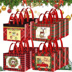 Christmas Gift Bags, Christmas Tote Bags with Handles, Reusable Non-Woven Shopping Bags for Xmas Gifts Wrapping Holiday Party