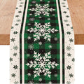 Green Snowflake Christmas Table Runner, 13x36 Inch