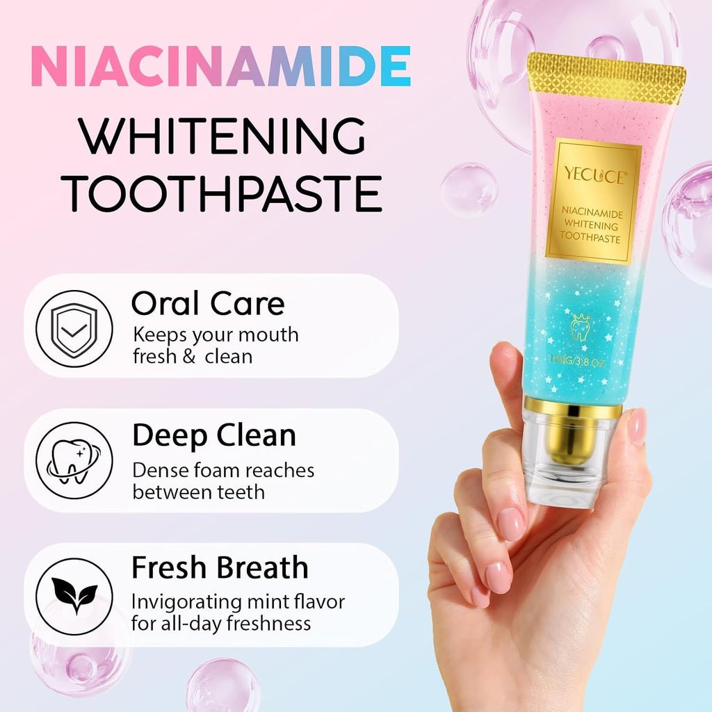 2Pack Niacinamide Whitening Toothpaste - Niacinamide Toothpaste - Help for Fresh Breath & Enamel Safe