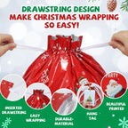 38PCS Christmas Gift Bags, Holiday Gift Bags Set with Tags, Christmas Drawstring Bags with Festive Patterns，Jumbo/Extra Large/Large/Medium/Small Size