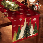 Red Christmas Table Runner with Snowflake Design