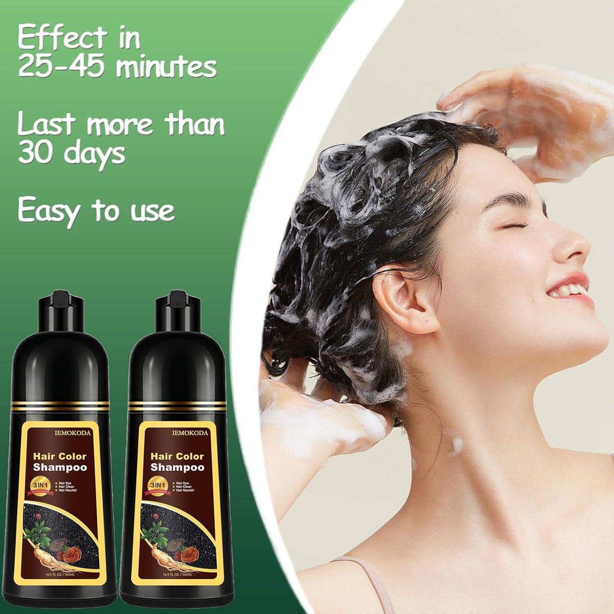 Hair Dye Shampoo for Women & Men, 3 in 1 Instant Hair Color Shampoo for 100% Gray Hair Coverage, Magic Coloring Shampoo, Beard & Root Touch Up, Easy At-Home DIY Salon, Plant Based (Blonde Brown)