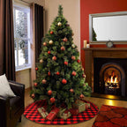 48 Inch Christmas Tree Skirt Red and Black Buffalo Plaid Christmas Tree Skirt, Double Sided Burlap Tree Skirt Snowflake Xmas Tree Skirt for Holiday Rustic Vintage Christmas
