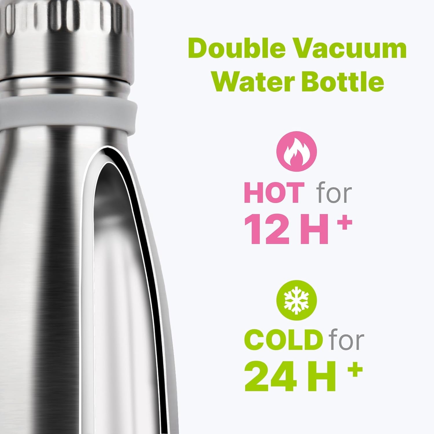 17Oz Stainless Steel Water Bottle,Double Walled Vacuum Leakproof,Silver | Cola Shape Vacuum Insulated Stainless Steel Water Bottle, Double Walled Design for Sports, School & Daily Outdoor Use