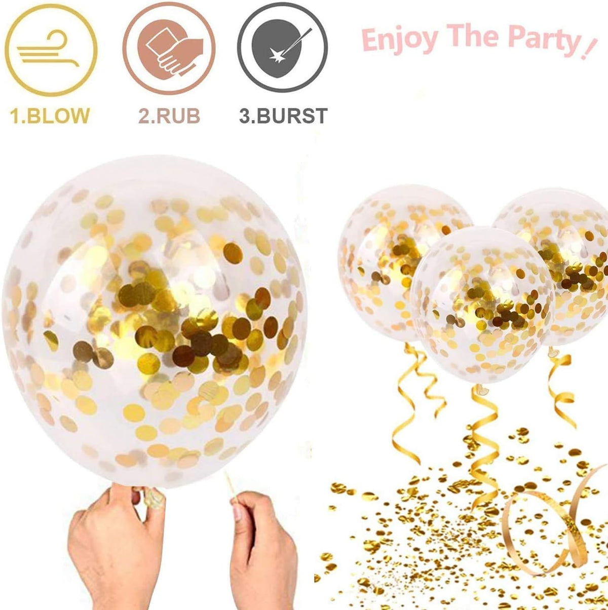 Black and Gold Confetti Balloons,50Pcs 12In,Latex,Party Decor