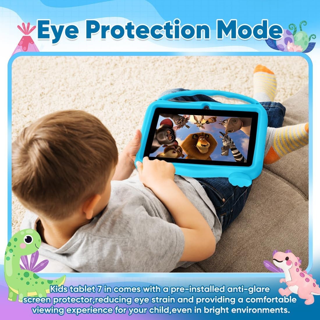 Kids Tablet 7 Inch Tablet for Kids Android 15, 8GB +32GB ROM (Blue)