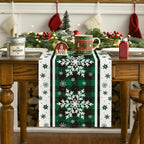 Christmas Decorations Green Snowflakes Christmas Table Runner, 13X36