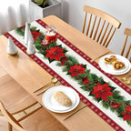 Watercolor Poinsettia Red Christmas Table Runner 13 X 72 Inch