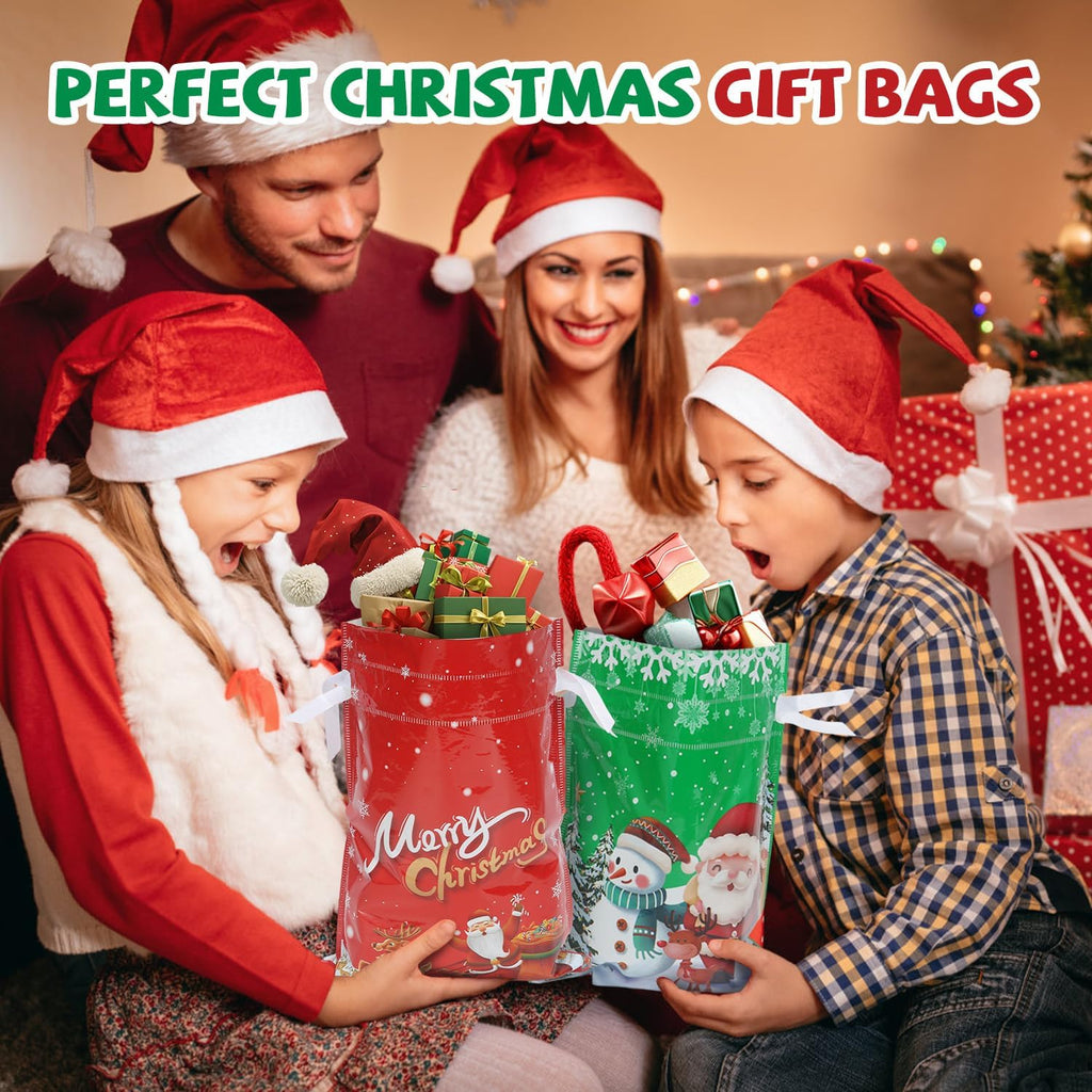 38PCS Christmas Gift Bags, Holiday Gift Bags Set with Tags, Christmas Drawstring Bags with Festive Patterns，Jumbo/Extra Large/Large/Medium/Small Size