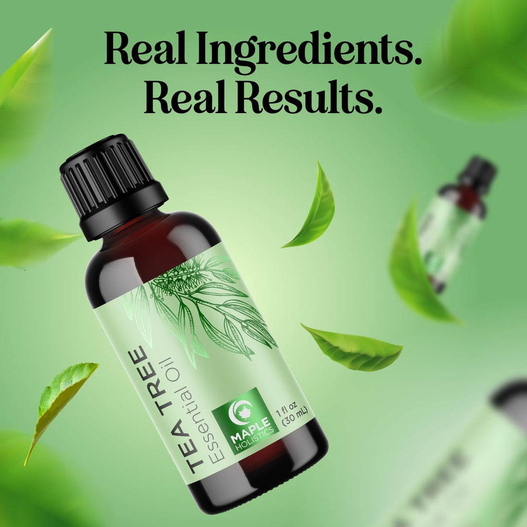 Pure Tea Tree Oil for Hair Skin and Nails - 100% Pure Undiluted Tea Tree Essential Oil with Dropper for Topical Uses Aromatherapy Diffusing and Home and Beauty Diys - Vegan and Cruelty Free (1 Fl Oz)