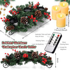 Christmas Centerpiece with Flameless Candles, Table Decor, Creamy White