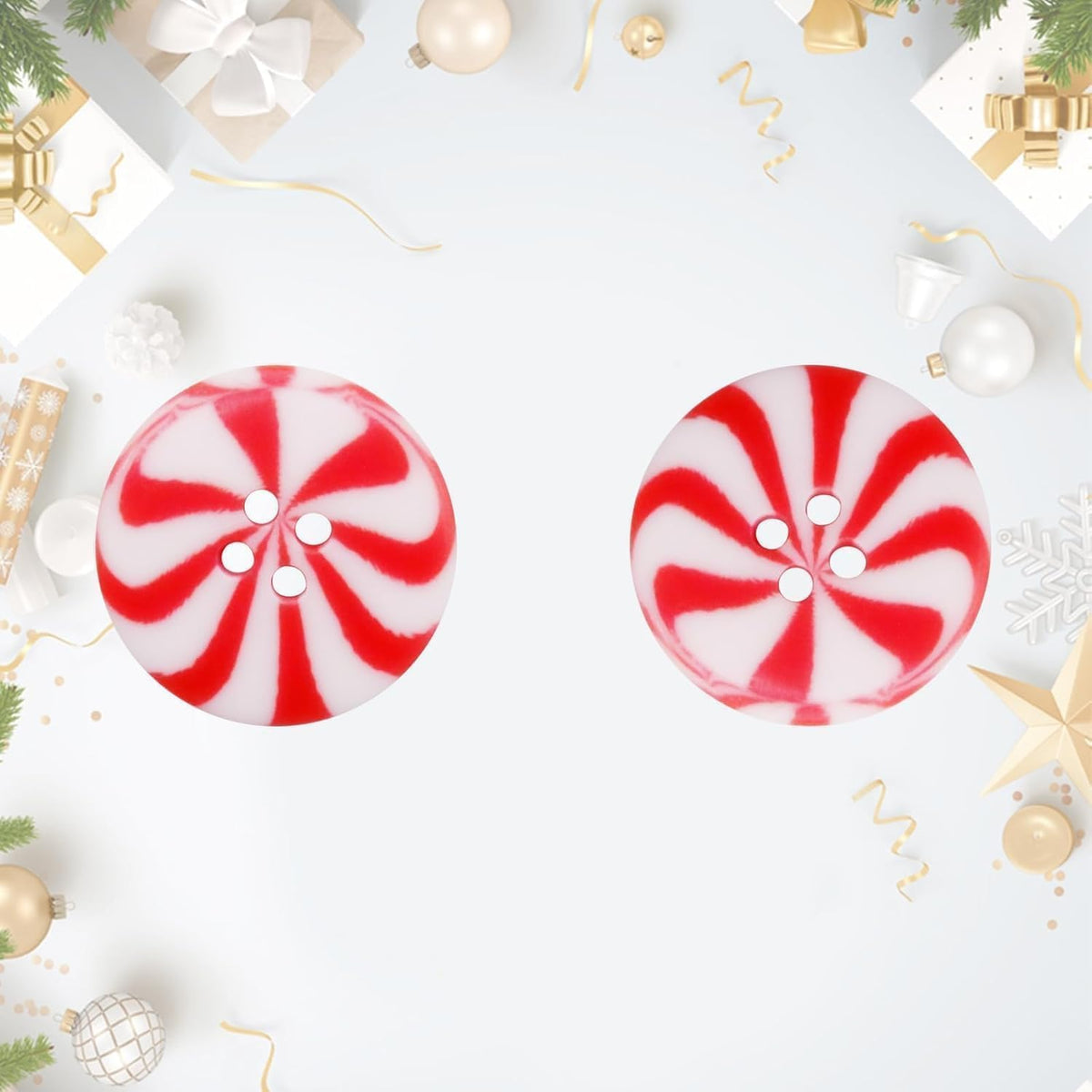 50 Pcs Red White Resin Christmas Xmas Sewing Buttons round Sewing Buttons Craft Decorative for Clothing, Fasteners, Buttons, Decorations