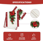 Watercolor Poinsettia Red Christmas Table Runner 13 X 72 Inch