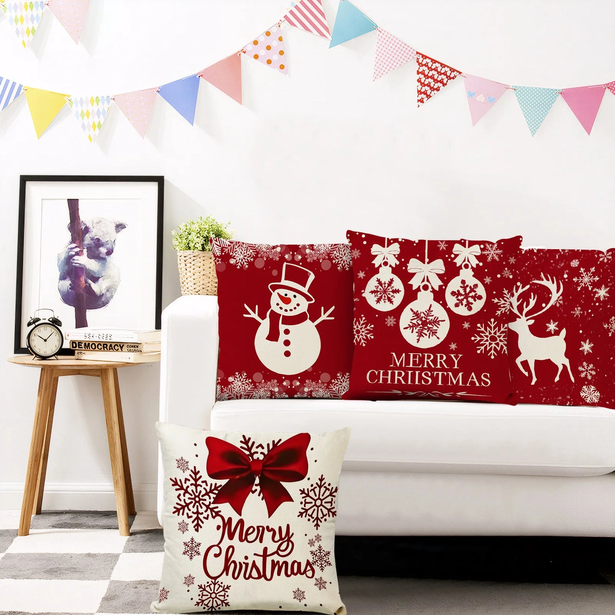 Christmas Pillow Covers 18X18 Inch Set of 4 Farmhouse Christmas Pillow Covers Christmas Pillow Cases for Sofa Couch Christmas Decorations Throw Pillow Covers