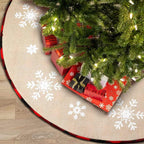 48 Inch Christmas Tree Skirt Red and Black Buffalo Plaid Christmas Tree Skirt, Double Sided Burlap Tree Skirt Snowflake Xmas Tree Skirt for Holiday Rustic Vintage Christmas