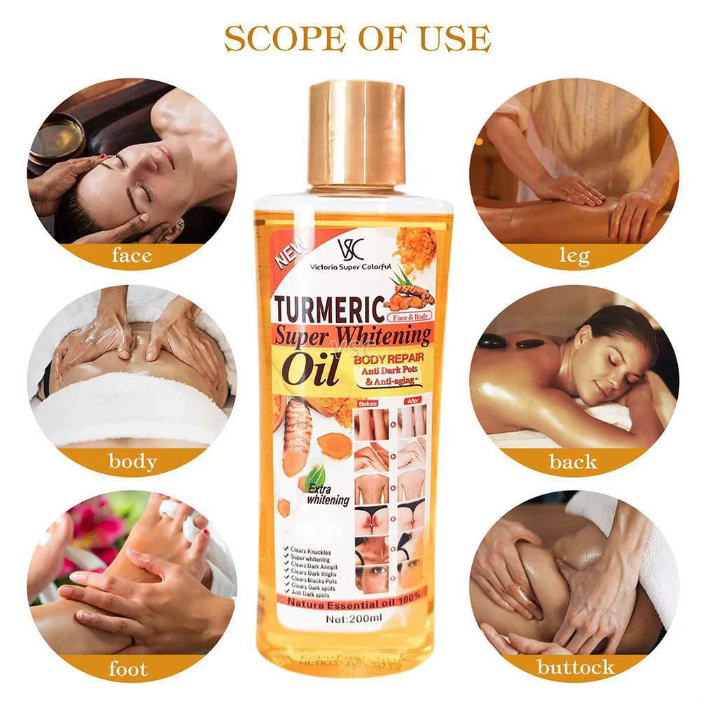 Turmeric Essential Oil Facial Body Massage Oil Moisturizing Diffuser Aromatherapy Brightening Smoothing Body Face Skin Care 200M