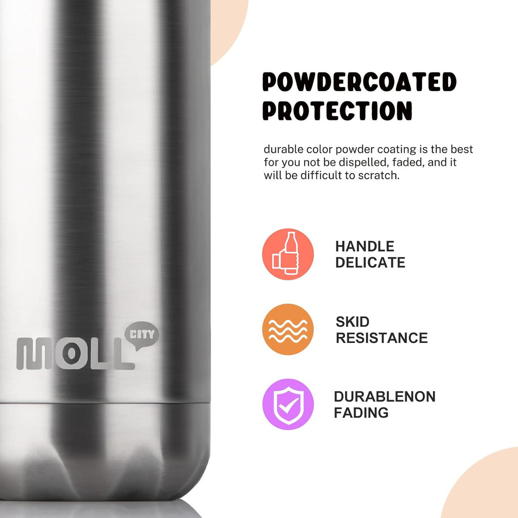 17Oz Stainless Steel Water Bottle,Double Walled Vacuum Leakproof,Silver | Cola Shape Vacuum Insulated Stainless Steel Water Bottle, Double Walled Design for Sports, School & Daily Outdoor Use