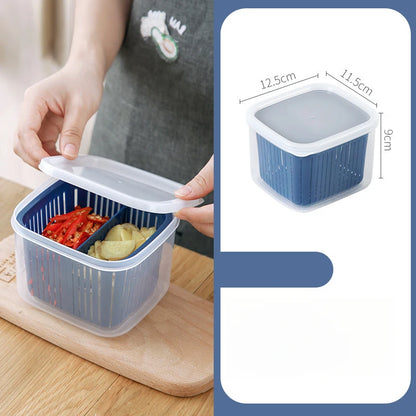 2 Grid Fresh Food Storage Box with Drain Basket