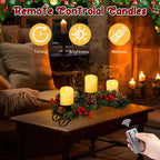 Christmas Centerpiece with Flameless Candles, Table Decor, Creamy White