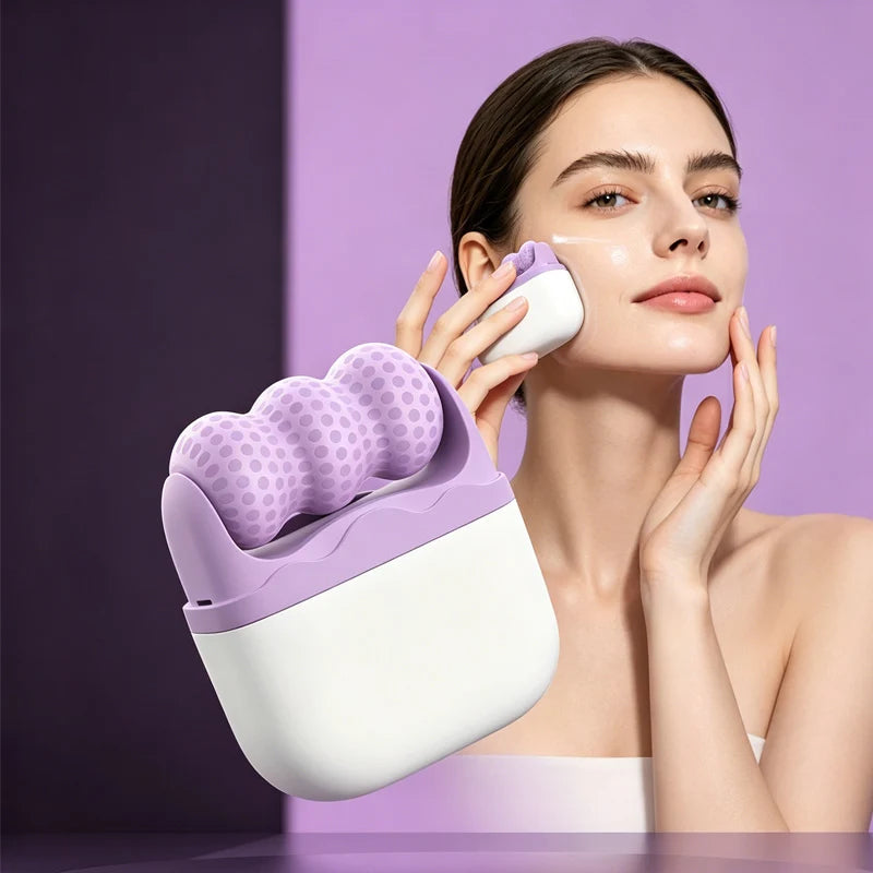Ice Massage Device,Ice Roller Set for Face and Eyes - Facial Skin Care Tools with 2 Cold Therapy Face Roller and Premium Travel Case, Self Care Gift for Men Women