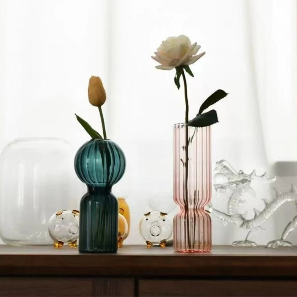 Nordic Striped Retro Glass Vase