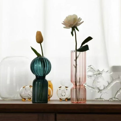 Nordic Striped Retro Glass Vase