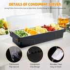 Ice Chilled Condiment Caddy with 5 Removable Trays and Lid, 2 Pack