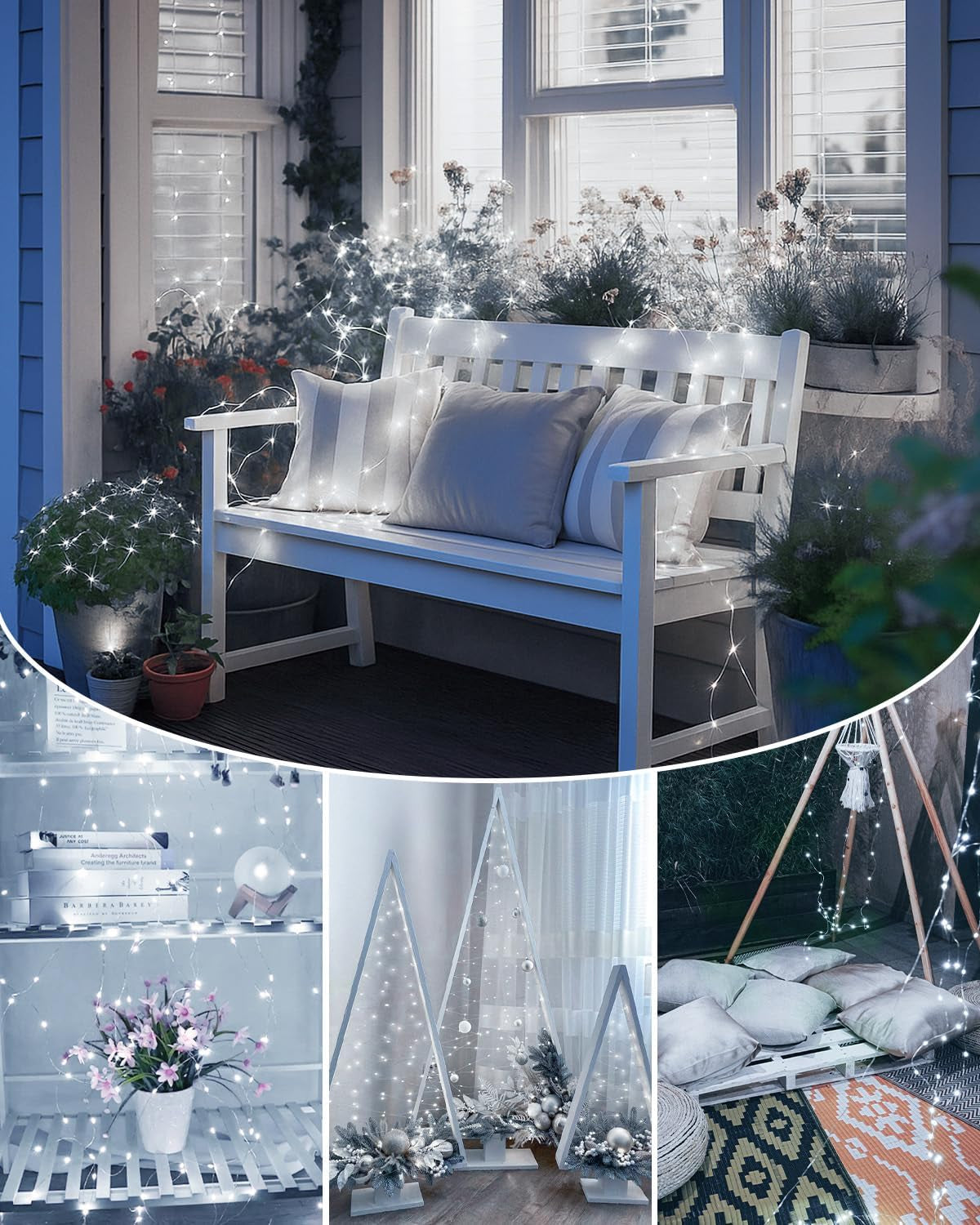 2 Pack 100 LED Fairy Lights Battery Operated with Remote, 33 FT Cool White