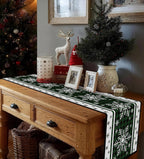 Christmas Table Runner Snowflakes Christmas Decorations with Red Buffalo