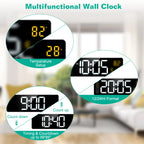 15.7In LED Digital Wall Clock with Remote Control for Home Gadget 10 Level Brightness 3 Alarm Settings 12-24Hr Format Timing Countdown Temperature Calendar Display Decorative Clock for Office Home